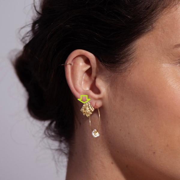 Gold Textured Dangle Hoop Earrings