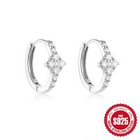 925 Silver Pavé Geometric Huggie Earrings