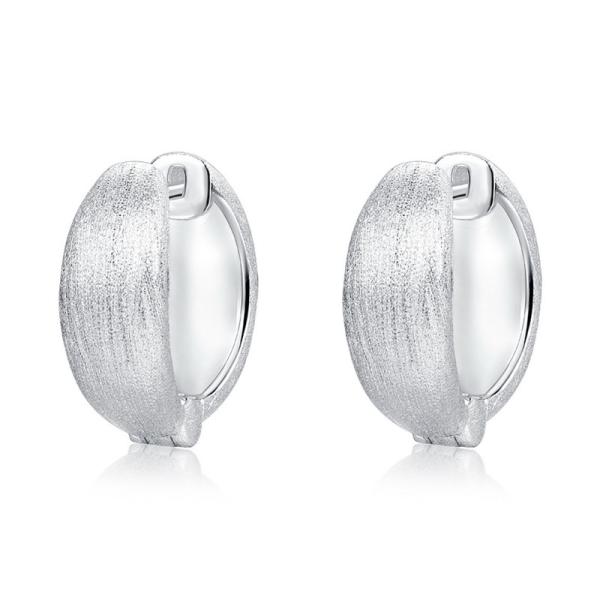 Brushed Silver Huggie Earrings