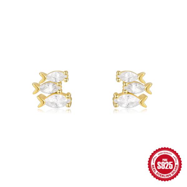 Two-Tone Fish Motif Ear Climbers