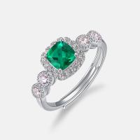 Emerald Halo Silver Ring