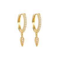 Gold-Plated Crystal Pavé Dangle Hoop Earrings