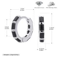 Silver Black Zircon Huggie Earrings