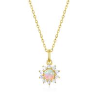 Floral Opal Pendant Necklace