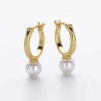 Gold Pearl Drop Huggie Earrings