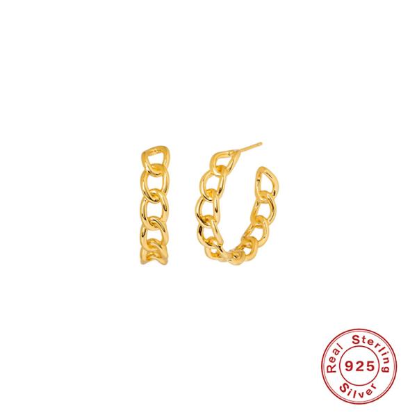 Gold-Tone Chain Link Hoop Earrings