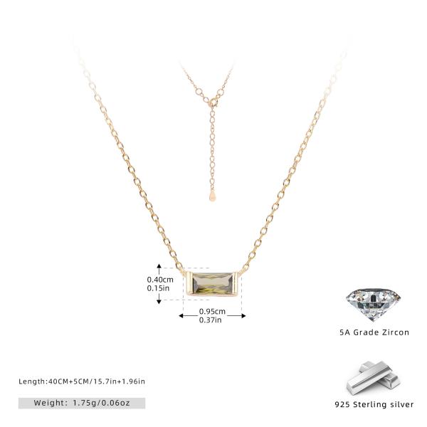 Gold Bezel Rectangle Pendant Necklace