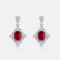 Geometric Ruby Dangle Earrings