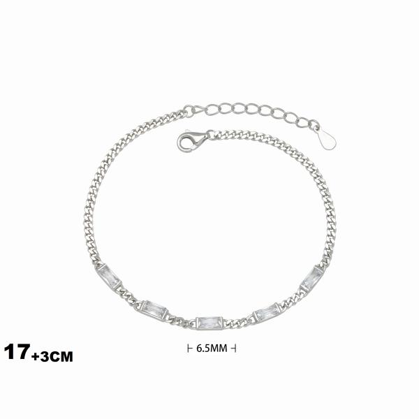 Silver Cubic Zirconia Chain Bracelet