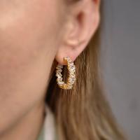 Gold Cubic Zirconia Hoop Earrings