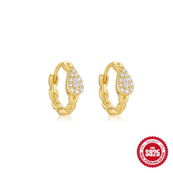 Gold-Tone Pavé Huggie Earrings