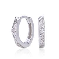 Silver Geometric Pavé Cubic Zirconia Huggie Earrings