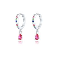 925 Silver Multicolor Gemstone Dangle Hoop Earrings