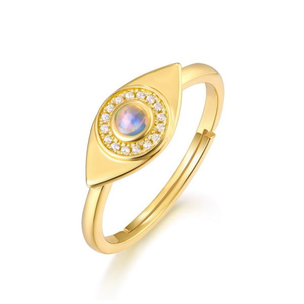Gold Opal Evil Eye Ring