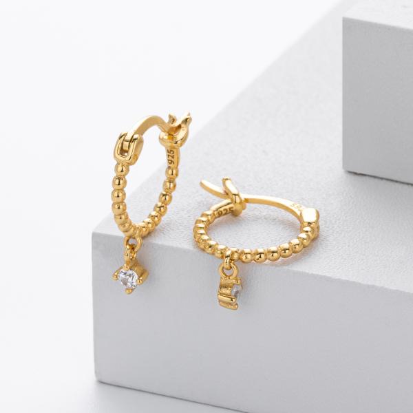 Gold Huggie Earrings with Letter Charms