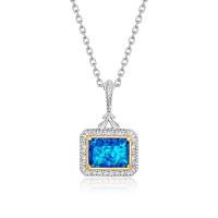 Blue Opal Silver Pendant Necklace