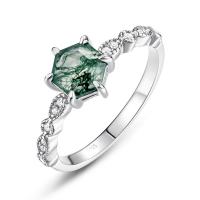 Silver Band Green Stone Ring