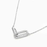 Silver Geometric Pavé Pendant Necklace