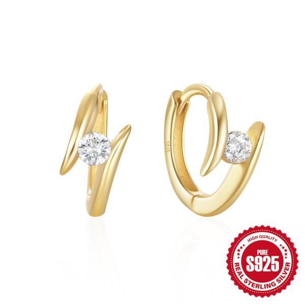 Gold-Tone Cubic Zirconia Huggie Earrings