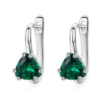 Silver Green Stone Drop Earrings