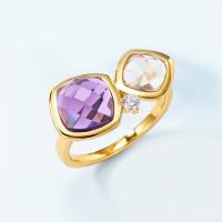 Gold Amethyst Geometric Ring