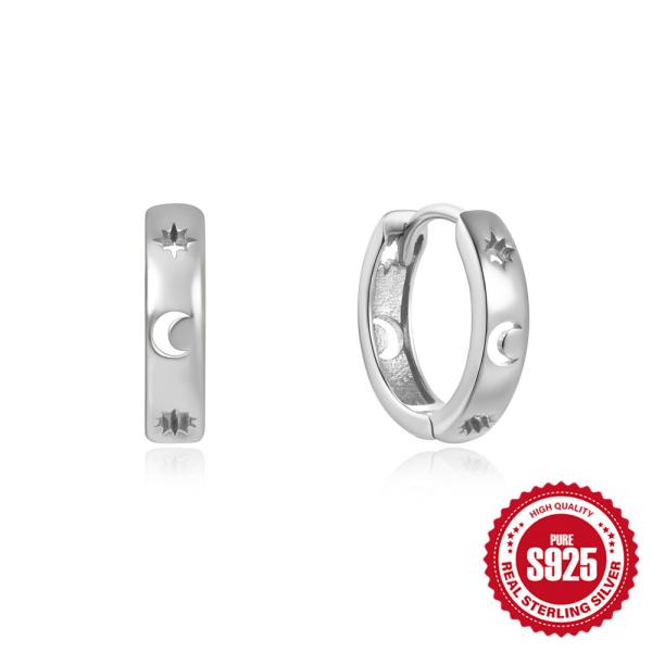 925 Silver Celestial Huggie Earrings