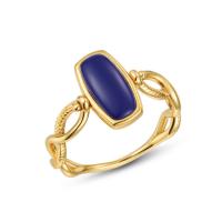 Gold-Plated Blue Geometric Band Ring