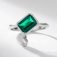 Emerald Solitaire Ring in Silver