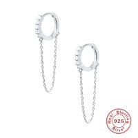 925 Silver Cubic Zirconia Chain Huggie Earrings