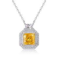 Yellow Halo Silver Pendant Necklace