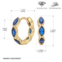 Gold Blue Zircon Geometric Huggie Earrings