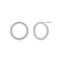 Silver Rope-Textured Hoop Earrings