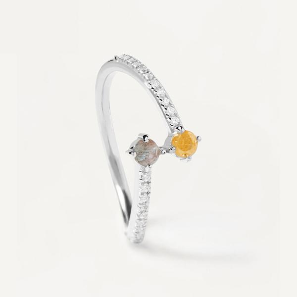 Delicate Silver Band with Mixed Stones