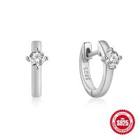 925 Silver Cubic Zirconia Huggie Earrings