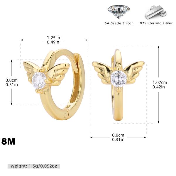 Gold Wing Zirconia Huggie Earrings