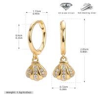 Gold Zirconia Shell Dangle Earrings