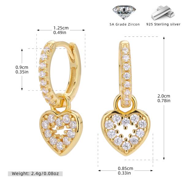 Gold Heart Pavé Huggie Earrings
