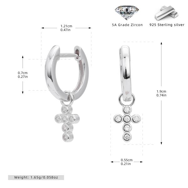 Silver Cross Charm Huggie Earrings