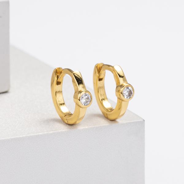 Gold Cubic Zirconia Huggie Earrings
