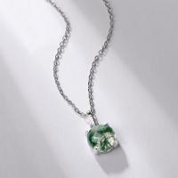 Sterling Silver Green Stone Pendant Necklace