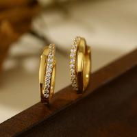 Gold Pavé Cubic Zirconia Huggie Earrings
