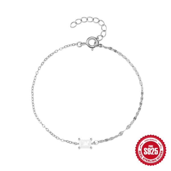 Sterling Silver Cubic Zirconia Chain Bracelet