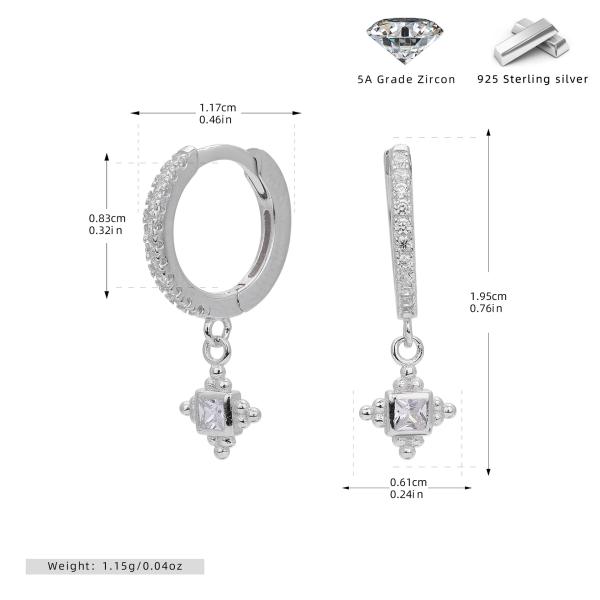 925 Silver Cubic Zirconia Huggie Earrings