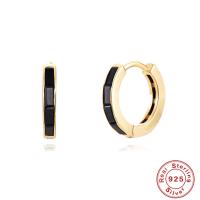 Gold Huggie Earrings with Black Onyx