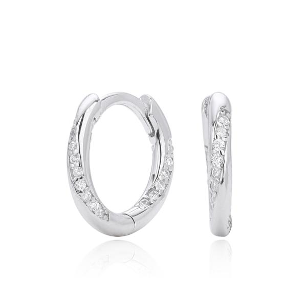 Silver Pavé Huggie Earrings