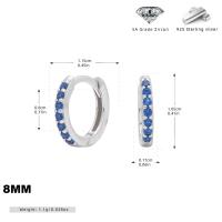 Silver Blue Zircon Huggie Earrings