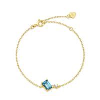Gold Blue Topaz Chain Bracelet