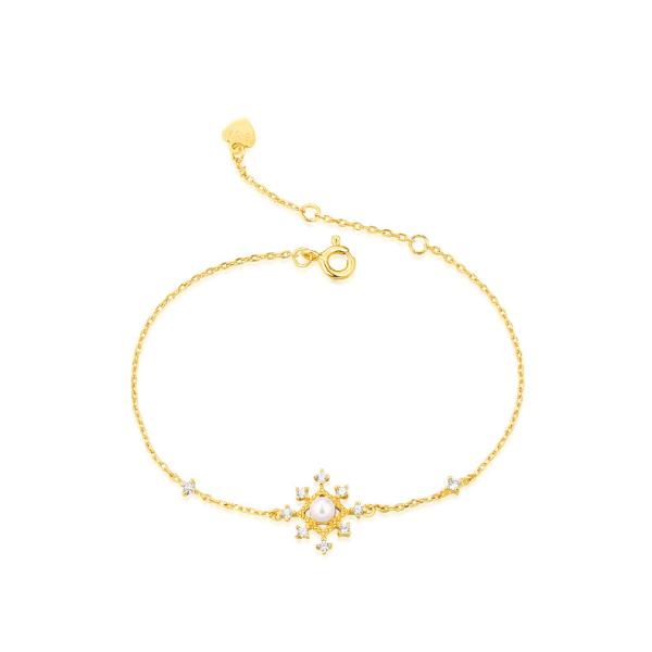 Gold Celestial Pearl Chain Bracelet