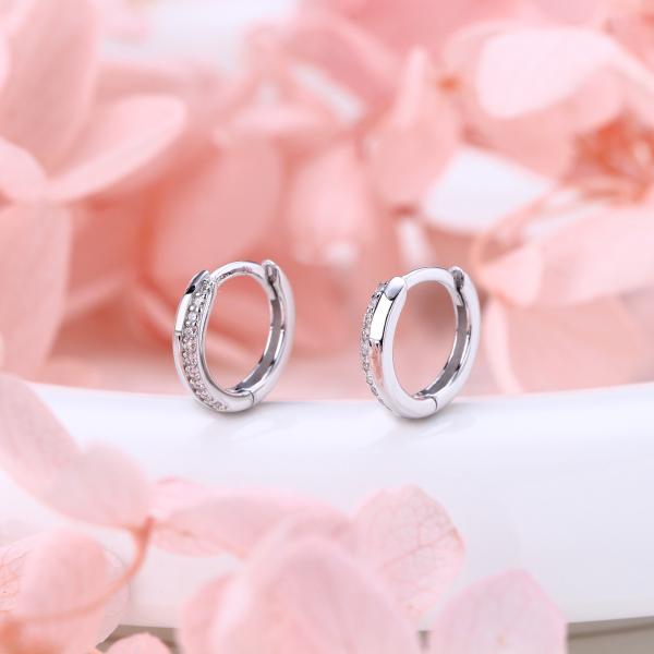Silver Pavé Huggie Earrings