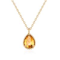 Gold Citrine Teardrop Pendant Necklace